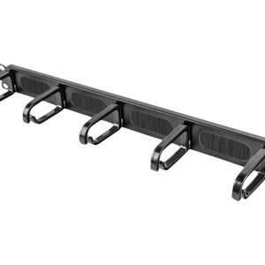 Lanberg 19" cable management brush panel 5 rings type B 1U | AK-1203-B | Black