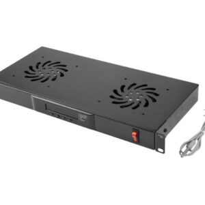 Lanberg 19" fan unit/ventilation panel with LCD 2 fans + thermostat 230V | AK-1502-B | Black