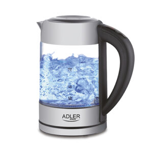 Adler | Kettle | AD 1247 | With electronic control | 1850 W | 1.7 L | Stainless steel/Glass | 360° rotational base | Stainless steel/Transparent