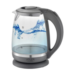 Adler | Kettle | AD 1286 | Standard | 2200 W | 2 L | Plastic/Glass | 360° rotational base | Grey
