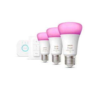 Hue WCA Starter Kit 9W A60 E27, 3pcs, Bridge, Switch | E27 | 9 W | RGBW 2000-6500K | Bluetooth and Zigbee
