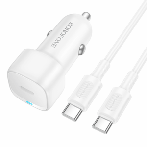 Borofone Car charger BZ34A Cloud - Type C - PD 20W with Type C to Type C white