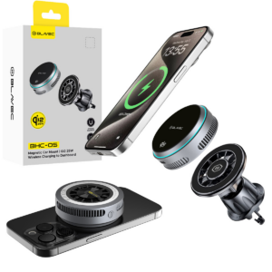 Blavec Car holder BHC-05 Qi2.2 25W magnetically detachable with induction charging and active cooling to airvent (BHC05-MWIB) black