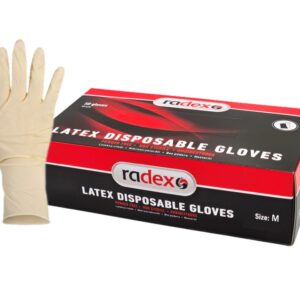 RADEX latekso vienkartinės pirštinės M (50 vnt.)