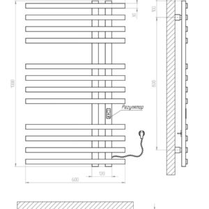 Elektrinis rankšluosčių džiovintuvas Kosser Brash 1000x600/12 ER, su laikmačiu, baltas (laidas dešinėje) - Image 2