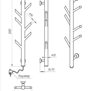 Rankšluosčių džiovintuvas Kosser Stijka 1200x30 ELR juodas reg. - Image 2