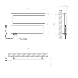 Elektrinis rankšluosčių džiovintuvas Kosser Zeta 350x550 EL, su laikmačiu, juodas (laidas kairėje) - Image 2