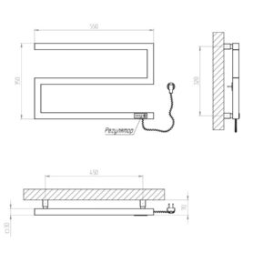 Elektrinis rankšluosčių džiovintuvas Kosser Zeta 350x550 ER, su laikmačiu, juodas (laidas dešinėje) - Image 2