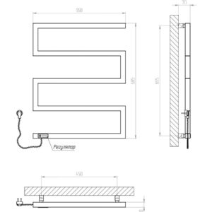 Elektrinis rankšluosčių džiovintuvas Kosser Zeta 685x550 EL, su laikmačiu, juodas (laidas kairėje) - Image 2