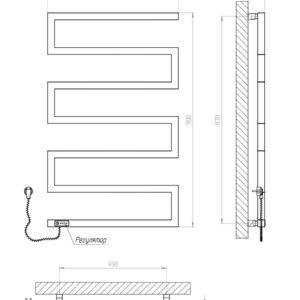 Elektrinis rankšluosčių džiovintuvas Kosser Zeta 900x550 EL, su laikmačiu, juodas (laidas kairėje) - Image 3