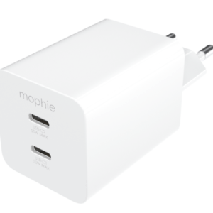 mophie Essentials Power Adapter Dual USB-C PD 50W EU White - Image 1