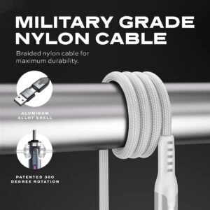 STATIK PowerPivot Pro Nylon Braided Cabel, USB-C to USB-C, 1m, White - Image 4