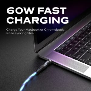 STATIK PowerPivot Pro, Glowing LED Cabel, USB-C to USB-C, 1m, Black - Image 2