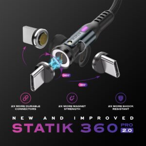 STATIK Statik 360 Pro Cable 2.0 USB-C Only; 1m, Black - Image 3