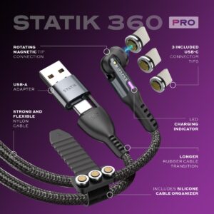 STATIK Statik 360 Pro Cable 2.0 USB-C Only; 1m, Black - Image 4
