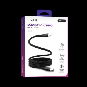 STATIK MagStack Pro, magnetinis laidas, USB-C į USB-C, 1m, juodas