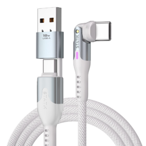 STATIK PowerPivot Pro Nylon Braided Cabel, USB-C to USB-C, 3m, White - Image 2