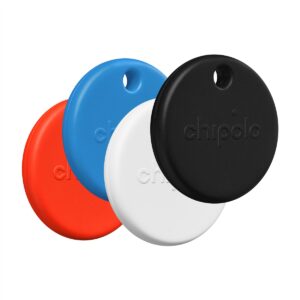 Chipolo POP – Bluetooth Tracker with Replaceable Battery for iOS & Android, 4pack -Black, White, Red, Blue - Image 3