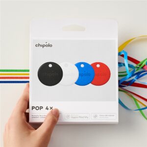 Chipolo POP – Bluetooth Tracker with Replaceable Battery for iOS & Android, 4pack -Black, White, Red, Blue - Image 4