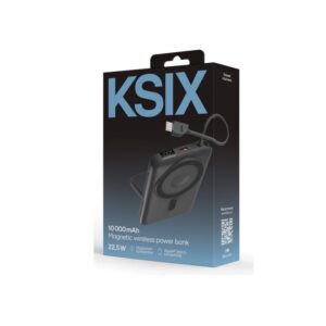 Ksix Magnetic Power Bank 10000 mAh, 22.5W for iPhone and Apple watch, Grey - Image 1