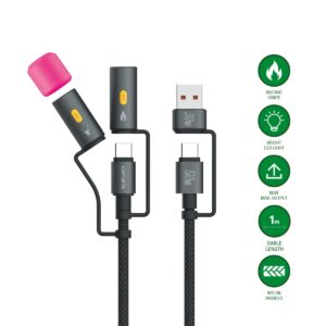 4in1 USB-C Cable Set Explorer 60W 1m black - Image 2