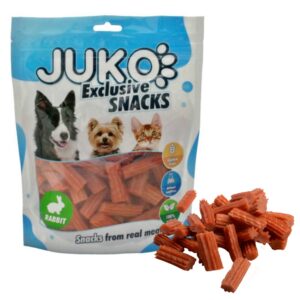 JUKO skanėstas Snacks Rabbit Spiral Stick 2 cm su triušiena, 250 g, 1 vnt.