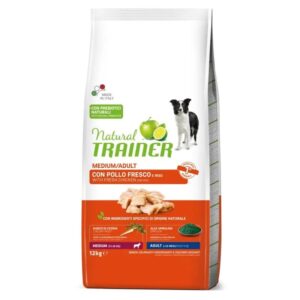 Natural Trainer Adult Medium su vištiena sausas pašaras šunims, 12 kg