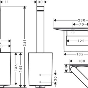Wc šepečio ir tualetinio popieriaus laikiklio komplektas Hansgrohe WallStoris 27969670, juodas matin - Image 2