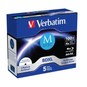 Blu-ray M-DISC BD-R Verbatim 100GB 4x Printable jewel box, 5pack