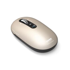 PORT CONNECT Pure MAC, Wireless Rechargeable Mouse, Bluetooth,FreeWheel, 3200 DPI, Pearl