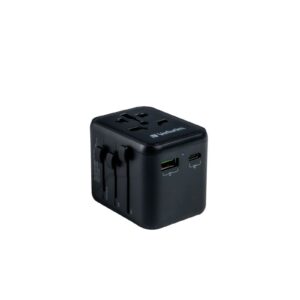 Verbatim universal Travel Adapter UTA-02 Plug with USB-C PD & USB-A QC ports Black