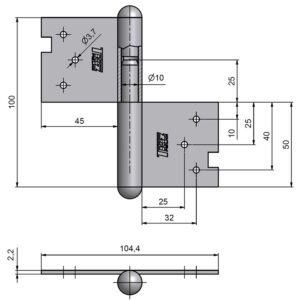 Įleidžiamasis durų lankstas C2 100 100 mm, dešinysis - Image 3