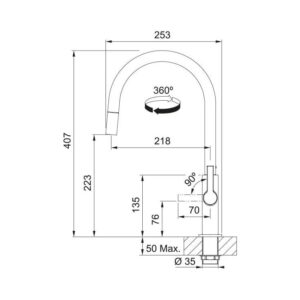 Virtuvinis maišytuvas Franke Maris, matinė juoda sp. - Image 2