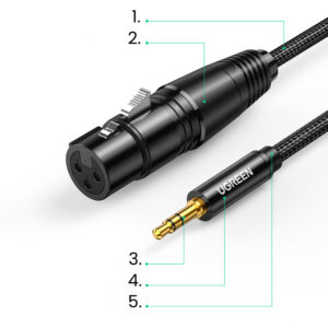 Ugreen audio kabelis 3.5mm mini jack (male) - XLR (female) 1m juodos spalvos (AV182) - Image 9