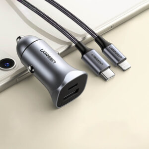 Ugreen CD130 USB-A / USB-C 30W Car Charger - pilkos spalvos - Image 2