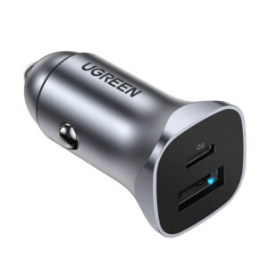 Ugreen CD130 USB-A / USB-C 30W Car Charger - pilkos spalvos - Image 6