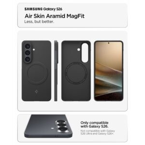 Spigen AirSkin Aramid MAG MagSafe Samsung Galaxy S26 juodos spalvos - Image 11