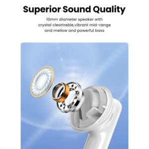 Ugreen HiTune T6 belaidės ausinės with ANC function + USB-A - USB-C kabelis - baltos spalvos - Image 9