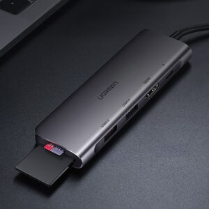 Ugreen CM195 ​​6in1 adapter USB-C - HDMI / 2x USB-A 3.0 / USB-C PD / SD / TF reader - pilkos spalvos - Image 6