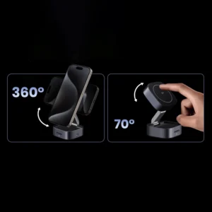 Ugreen W702 3in1 inductive charger with MagSafe / Qi2 and USB-C port for phone / headphones - juodos spalvos - Image 7