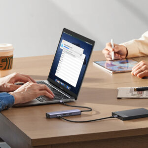 HUB Ugreen CM512 15598 6in1 USB-C - 3x USB-A 3.0 / HDMI / RJ45 / USB-C PD - pilkos spalvos - Image 7