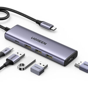 HUB Ugreen CM511 15597 5in1 USB-C - USB-C PD / HDMI / 3x USB-A 3.0 - pilkos spalvos