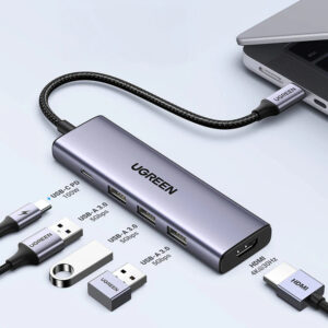 HUB Ugreen CM511 15597 5in1 USB-C - USB-C PD / HDMI / 3x USB-A 3.0 - pilkos spalvos - Image 7