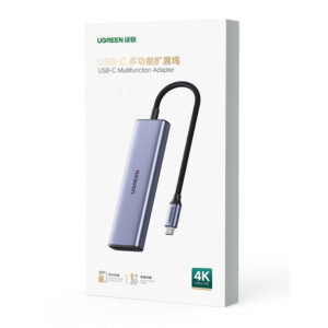 HUB Ugreen CM511 20956A 6in1 USB-C - HDMI / 3x USB-A 3.0 / SD/TF card reader - pilkos spalvos - Image 3