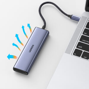 HUB Ugreen CM511 20956A 6in1 USB-C - HDMI / 3x USB-A 3.0 / SD/TF card reader - pilkos spalvos - Image 4