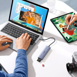 HUB Ugreen CM511 20956A 6in1 USB-C - HDMI / 3x USB-A 3.0 / SD/TF card reader - pilkos spalvos - Image 9