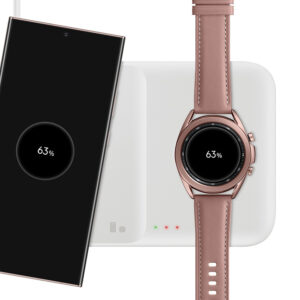 Samsung Trio EP-P6300TWEGEU 3in1 belaidis įkroviklis telefonui / Galaxy Watch / Buds - white + mains charger + cable - Image 7