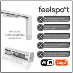 Išmanusis elektrinis užuolaidų bėgelis (3.2m) Feelspot FS-CM03W-5W WiFi, Tuya
