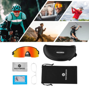 Rockbros Cycling Glasses Photochromic UV Protection with Corrective Insert Orange Lenses - juodos spalvos - Image 3