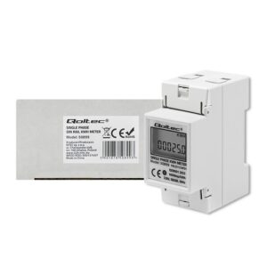 Qoltec 50899 Vienfazis elektroninis energijos suvartojimo matuoklis | 230 V | LCD | 2P | DIN bėgis